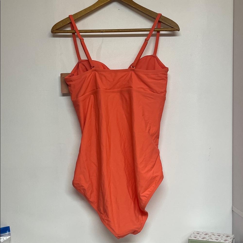 Shade & Shore XL/16 Coral Pink One Piece Swimsuit, Full Coverage, New, Vacation - Picture 4 of 7